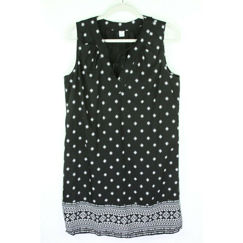 Old Navy Dress Medium Black White Womens Sleeveless V Neck